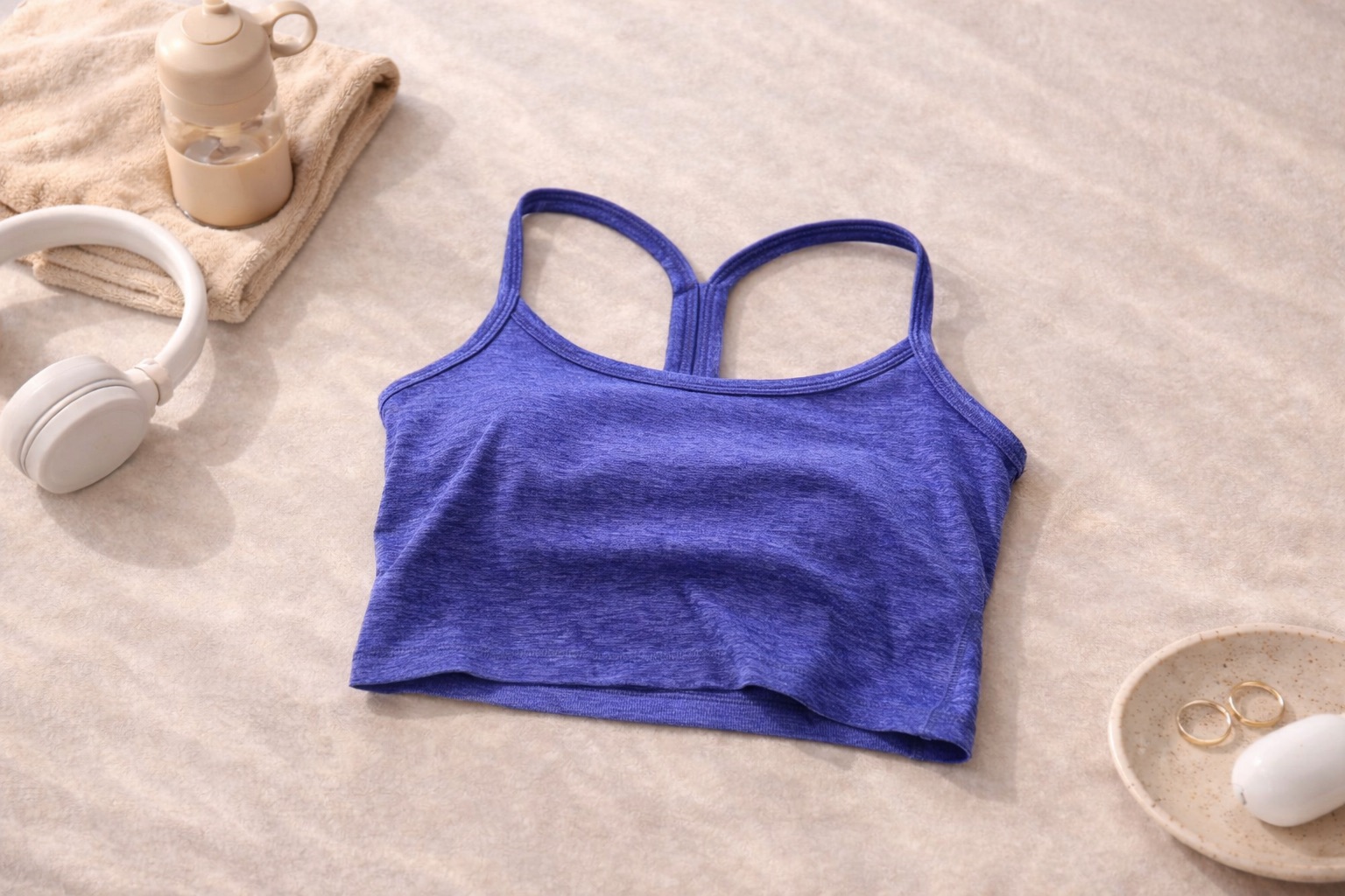 Beyond Yoga Spacedye Slim Racerback Cropped Tank styled as part of a matching activewear set