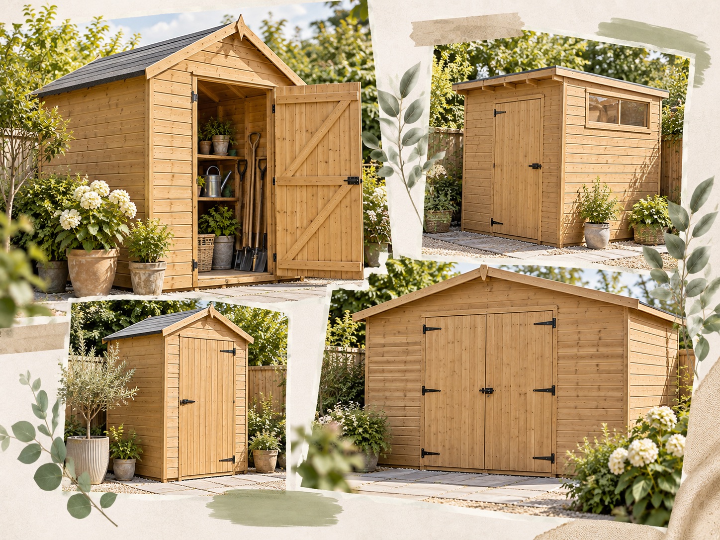 Wooden garden sheds in different sizes and cladding styles from Buy Sheds Direct