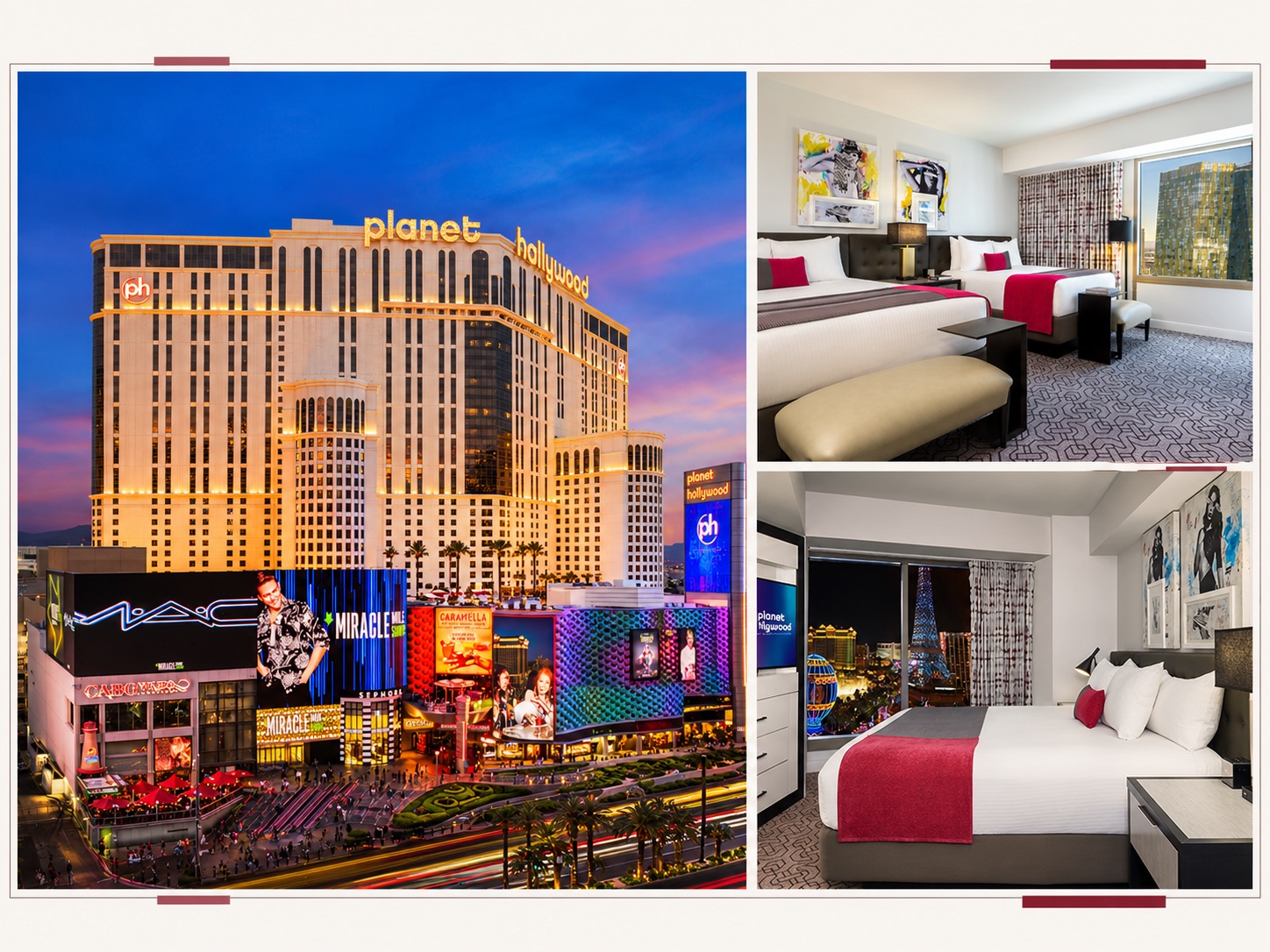 Planet Hollywood Las Vegas mit Hotelzimmern und moderner Resort-Architektur