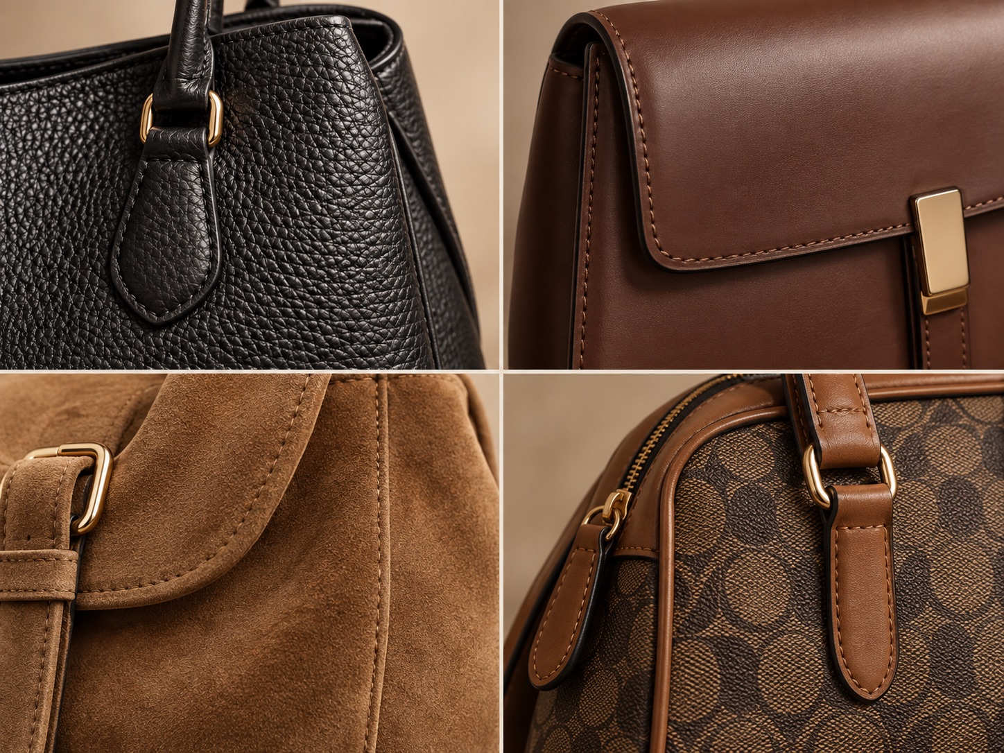 Coach leather vs coated canvas and suede material comparison