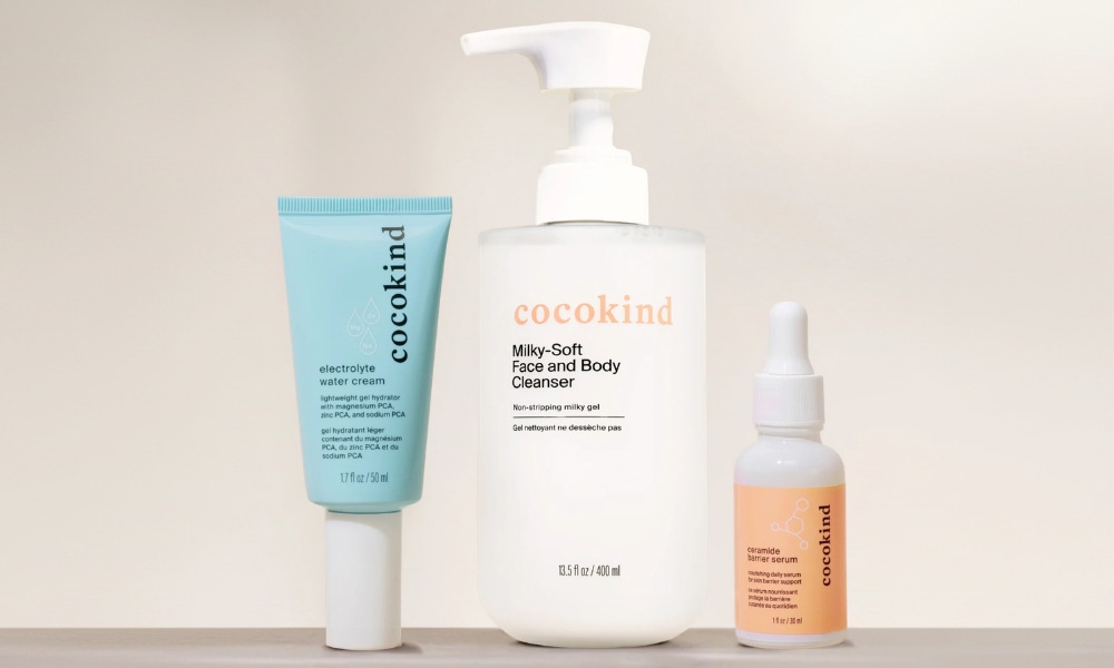 Cocokind skincare lineup featuring barrier-support products on a clean, neutral background