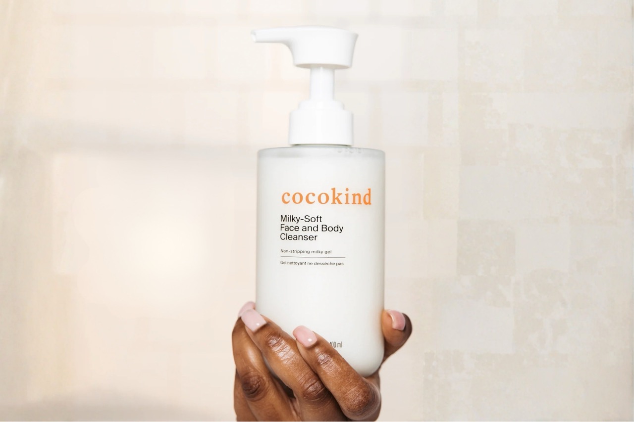 Cocokind Milky-Soft Face and Body Cleanser in a pump bottle