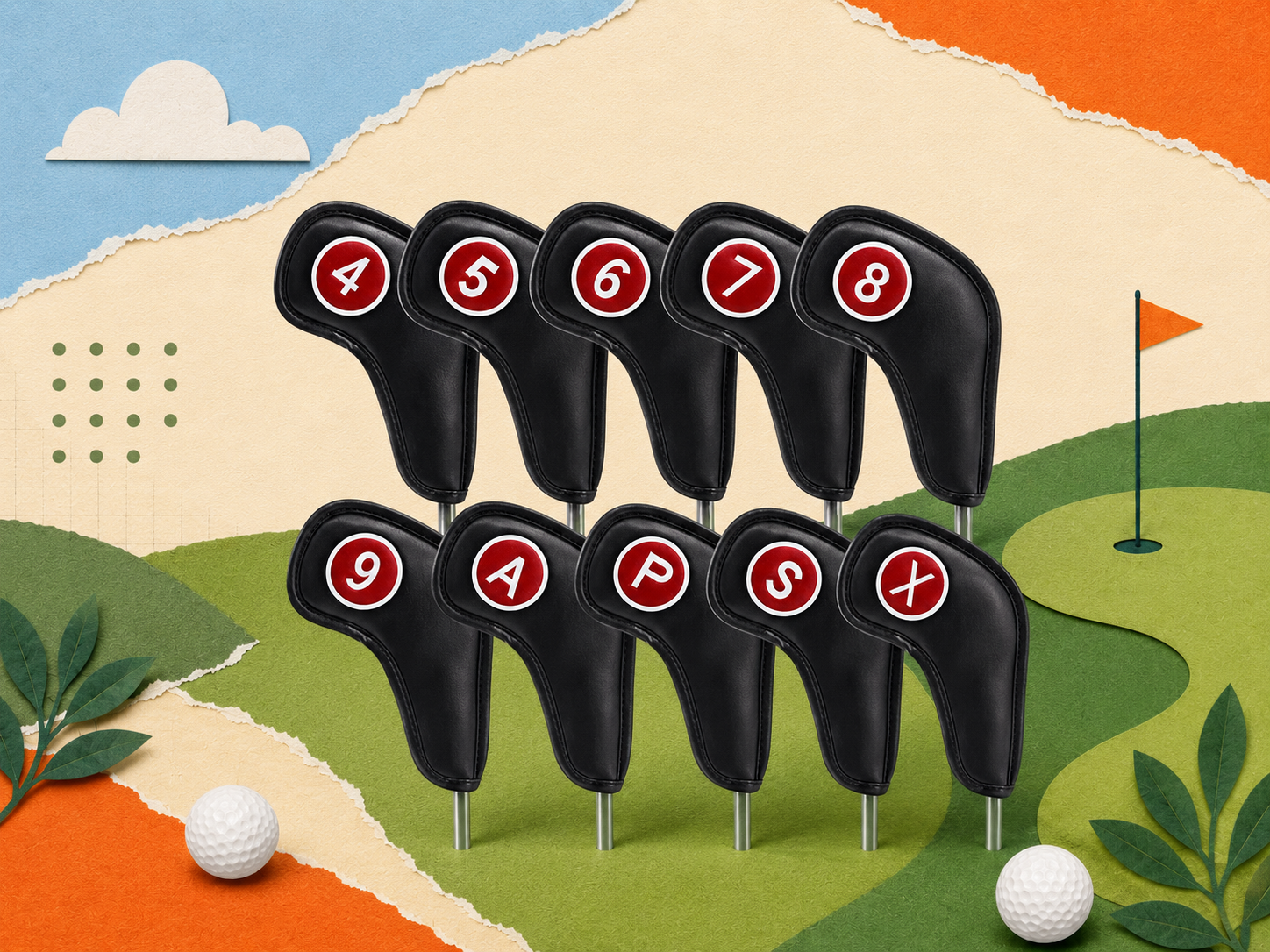 Craftsman Golf Magnetic Extended Version Leather Iron Cover Set in dark color