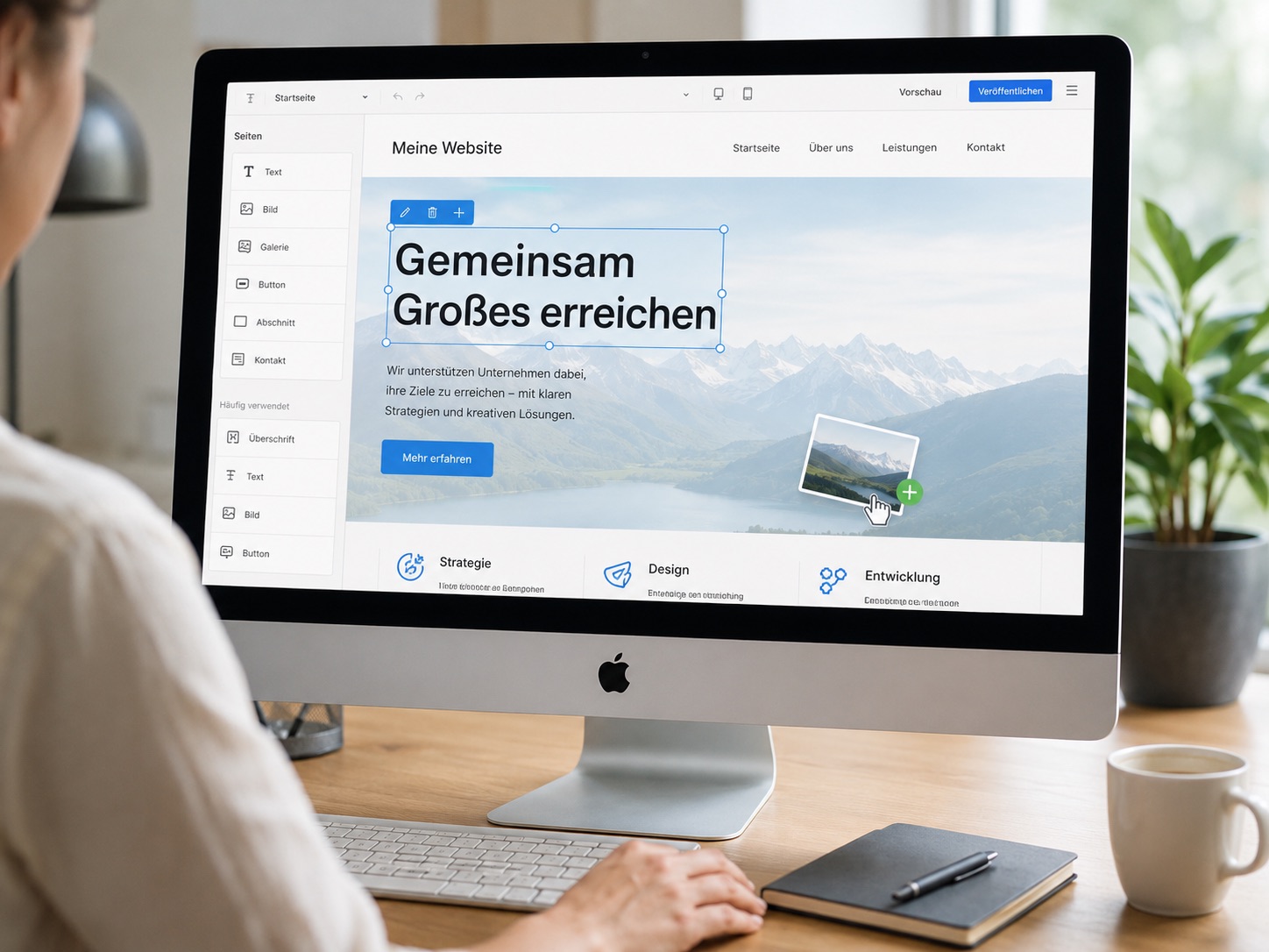 Einfache Website-Erstellung mit dem dogado Homepage-Baukasten per Drag-and-drop