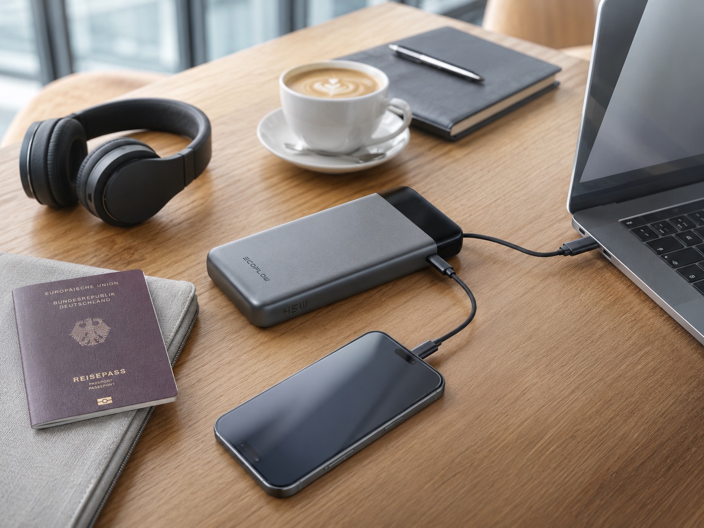 EcoFlow RAPID Pro Powerbank mit integriertem USB-C-Kabel für Smartphone und Laptop
