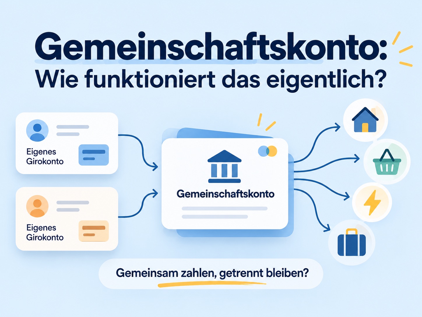Vergleich von Gemeinschaftskonten für Paare und WGs mit zwei Kontoinhabern, gemeinsamen Ausgaben und Banking-App