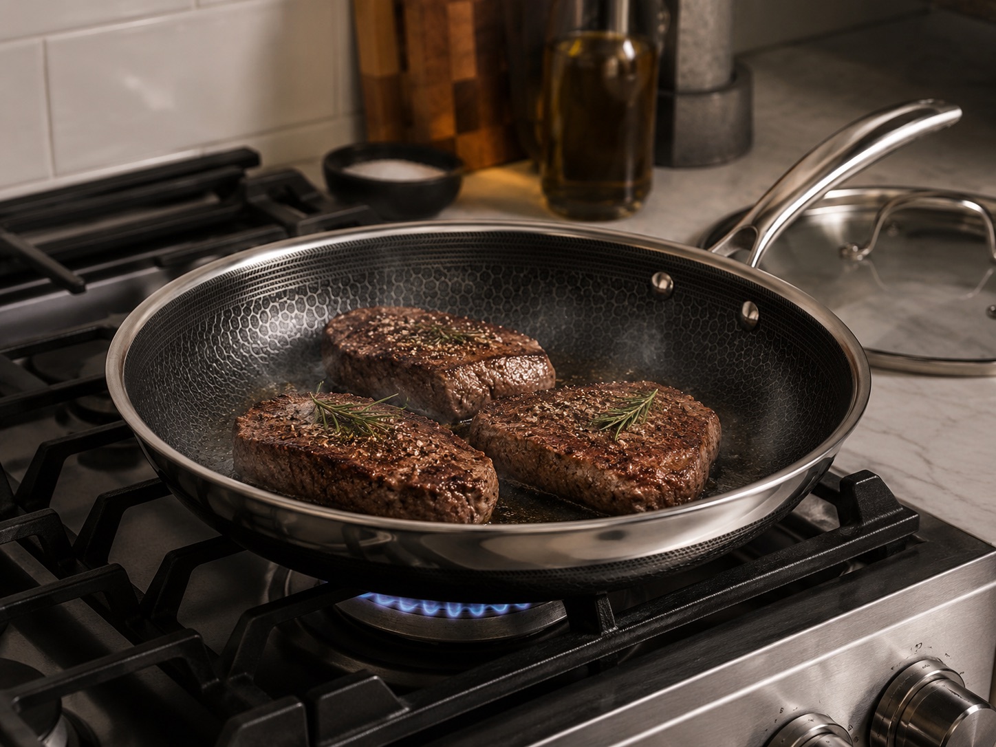 HexClad Hybrid-Pfanne mit Deckel in 30 cm für Familiengerichte und größere Portionen