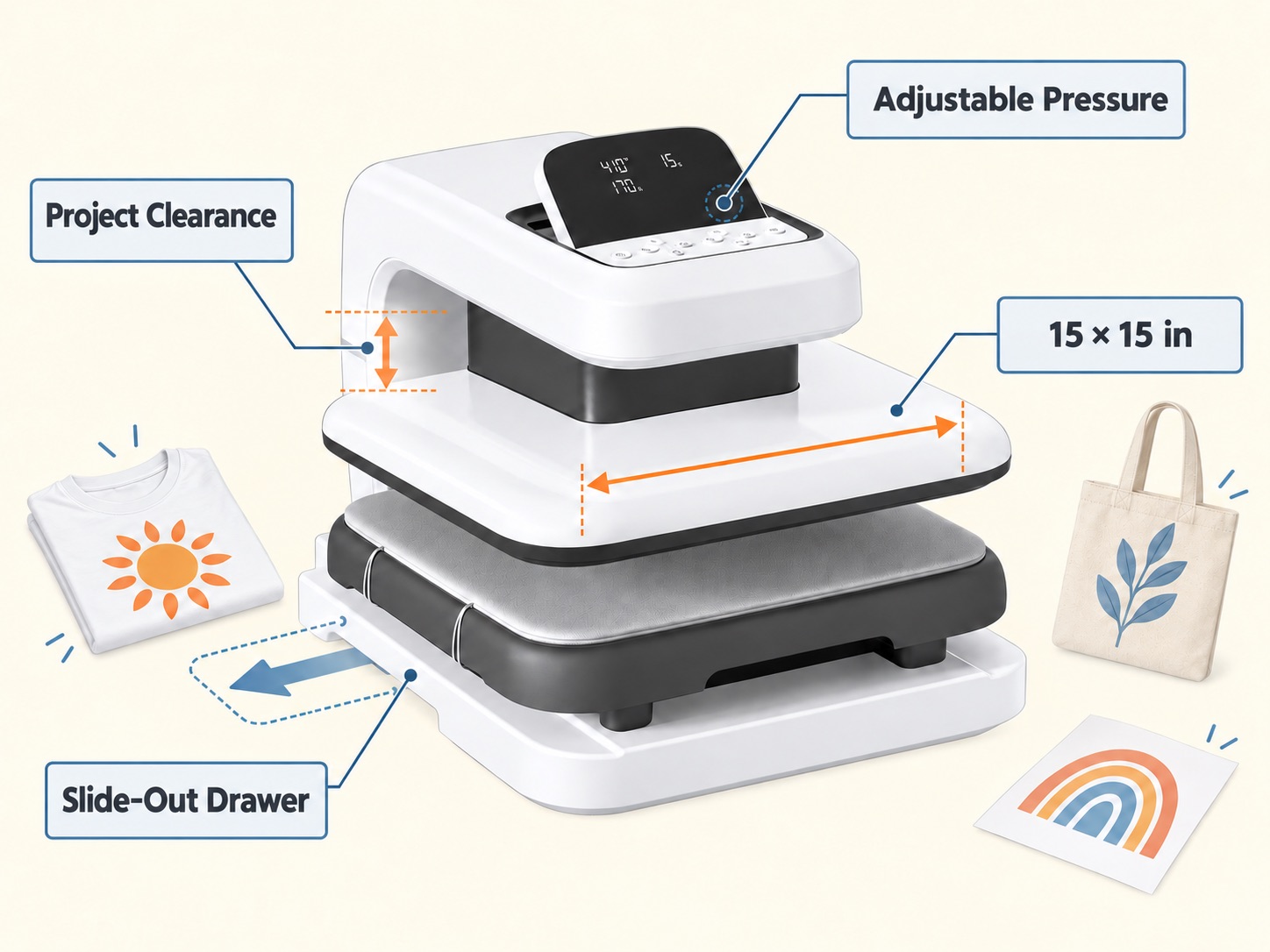 HTVRONT Auto Heat Press 2 features and pressing setup