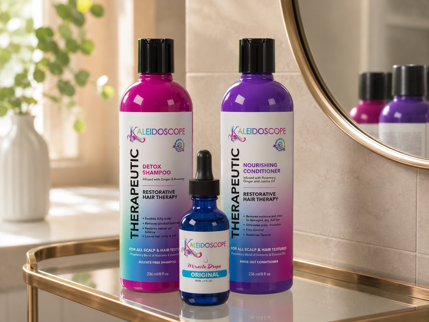 Kaleidoscope Hair Products review — Therapeutic shampoo, conditioner, and Miracle Drops system