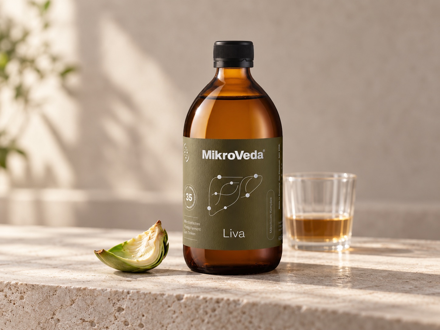 MikroVeda Liva Flüssigferment mit Bitterpflanzen wie Artischocke und Mariendistel