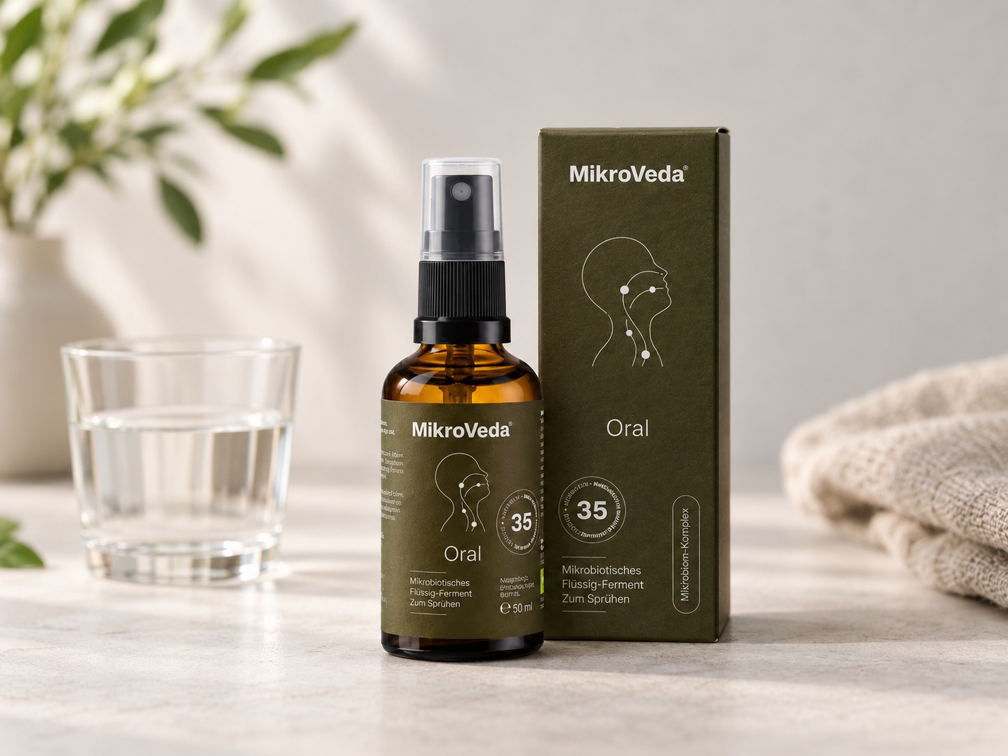 MikroVeda Oral Flüssigferment als 50-Milliliter-Spray für die tägliche Anwendung