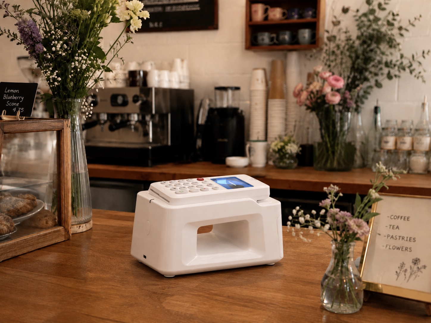 myPOS Go Combo card machine with charging and receipt printing dock