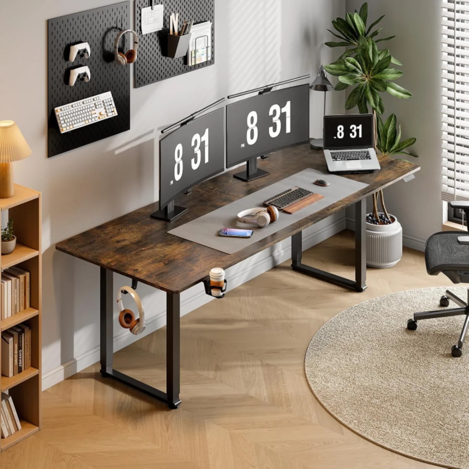 Ohwill adjustable standing desk with dual motors in a home office setup