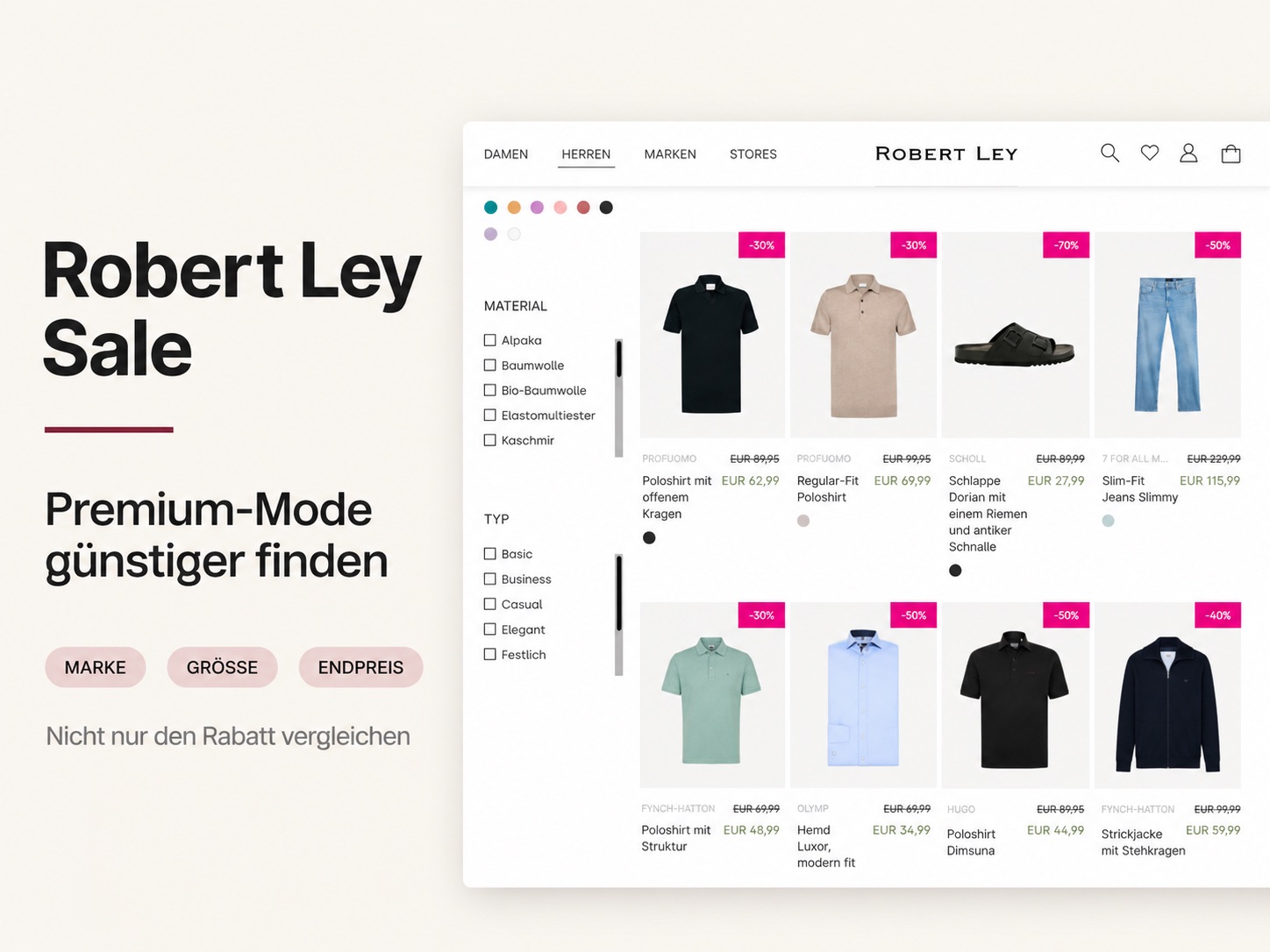 Reduzierte Premium-Mode und Markenartikel im Robert Ley Sale