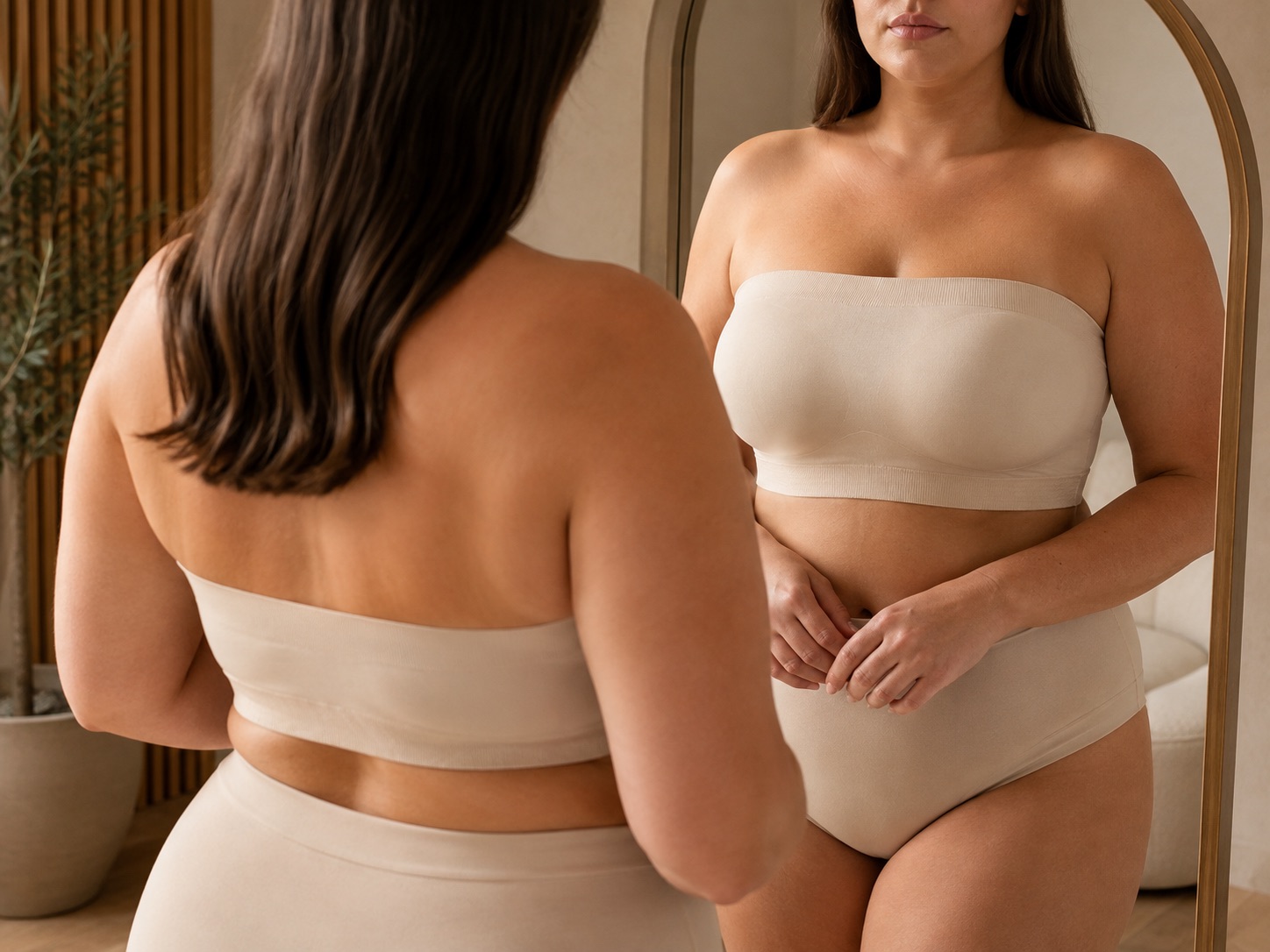 Rose on Six Stay Up Strapless BH unter einem schulterfreien Outfit mit abnehmbaren Trägern