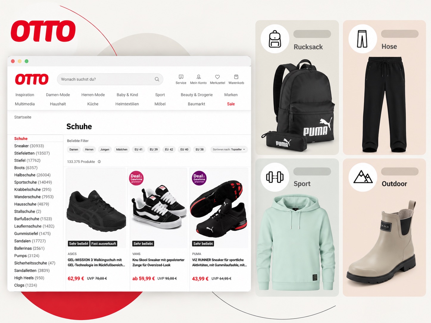 OTTO Online-Shop mit großer Auswahl an Sneakern, Boots, Sport-, Outdoor- und Alltagsschuhen