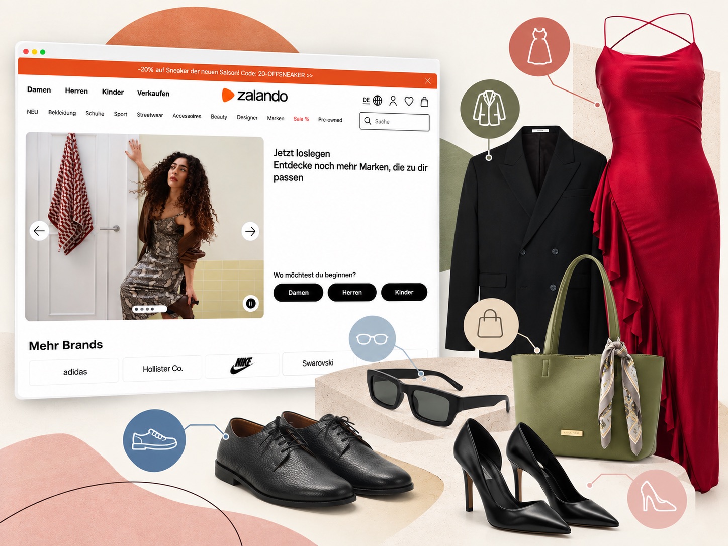 Zalando Online-Shop mit großer Auswahl an Schuhen, Sneakern und Mode verschiedener Marken