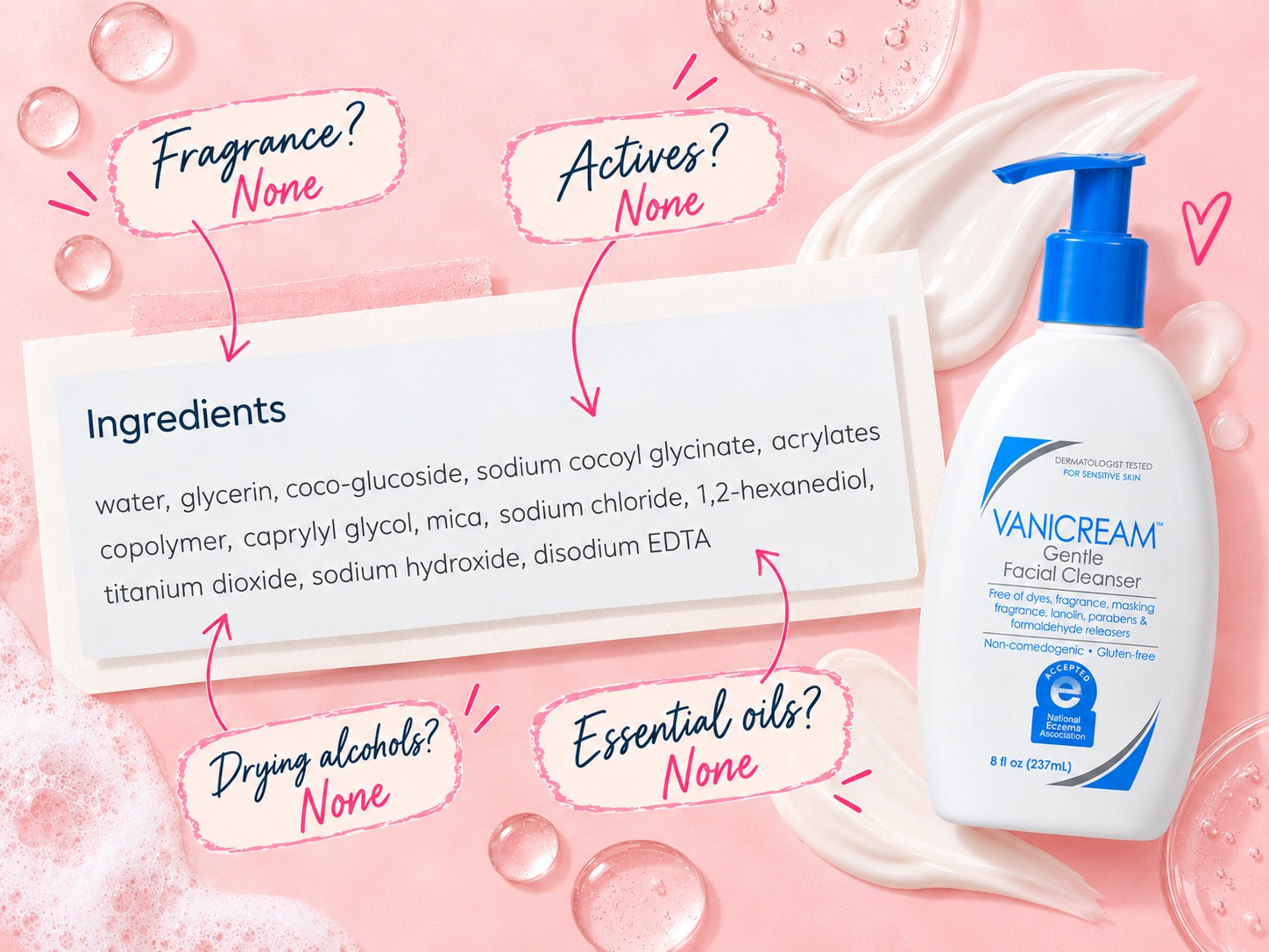 Example of reading a skincare ingredient list for sensitive skin