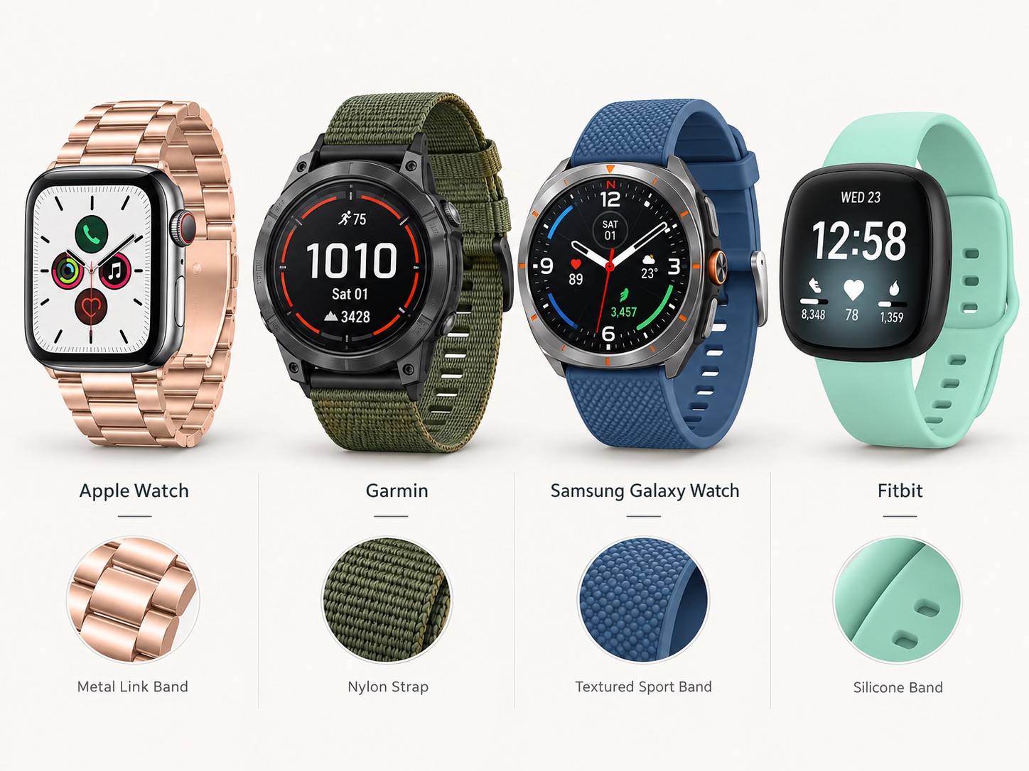 StrapsCo smartwatch bands for Apple Watch, Garmin, Samsung Galaxy Watch, and Fitbit
