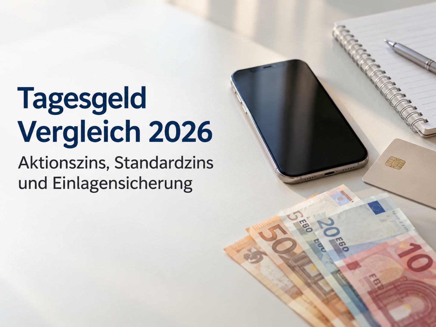 Redaktioneller Vergleich verschiedener Tagesgeldkonten in Deutschland mit Sparguthaben, Zinssätzen und Banking-Apps