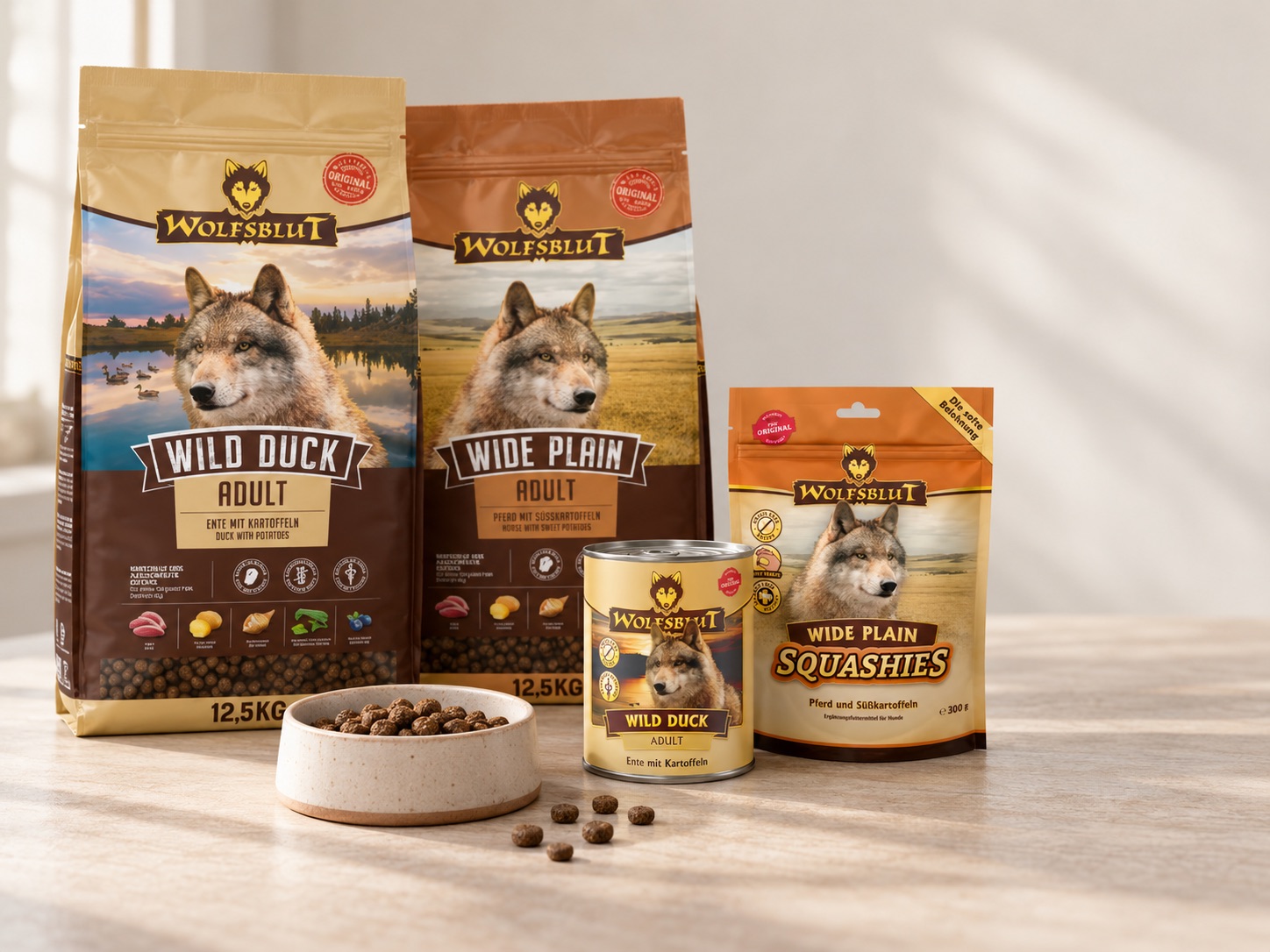 Wolfsblut Hundefutter mit Trockenfutter, Nassfutter, Snacks und verschiedenen Sorten für Hunde