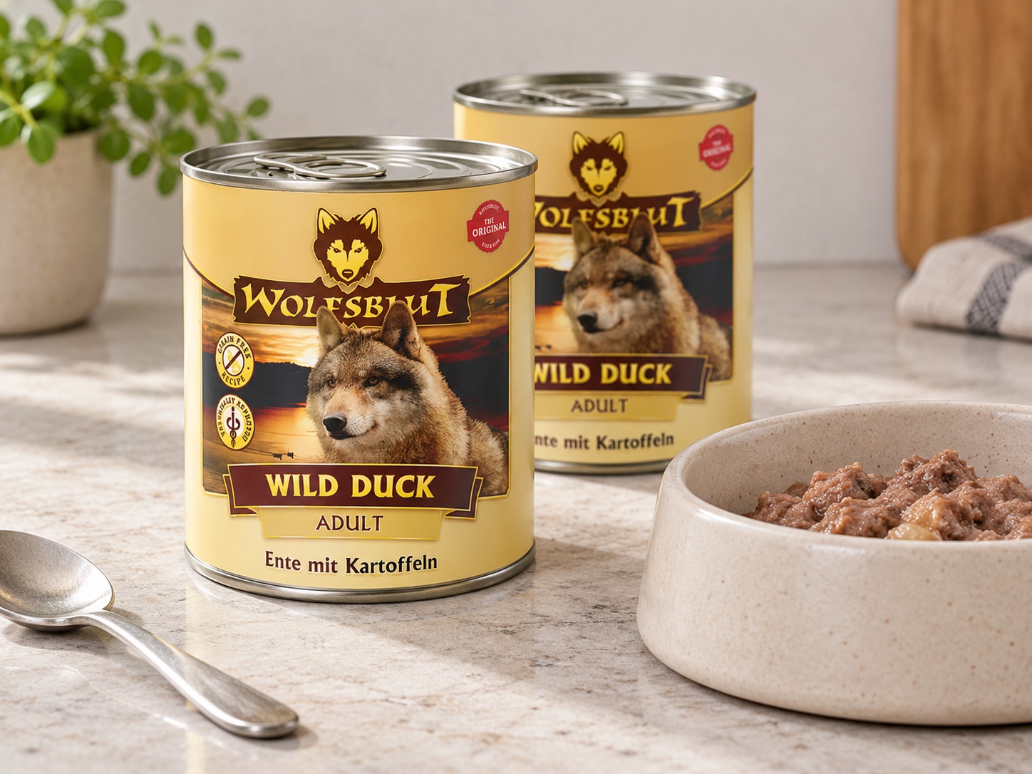Wolfsblut Wild Duck Nassfutter mit Ente und Kartoffeln in 800-Gramm-Dosen